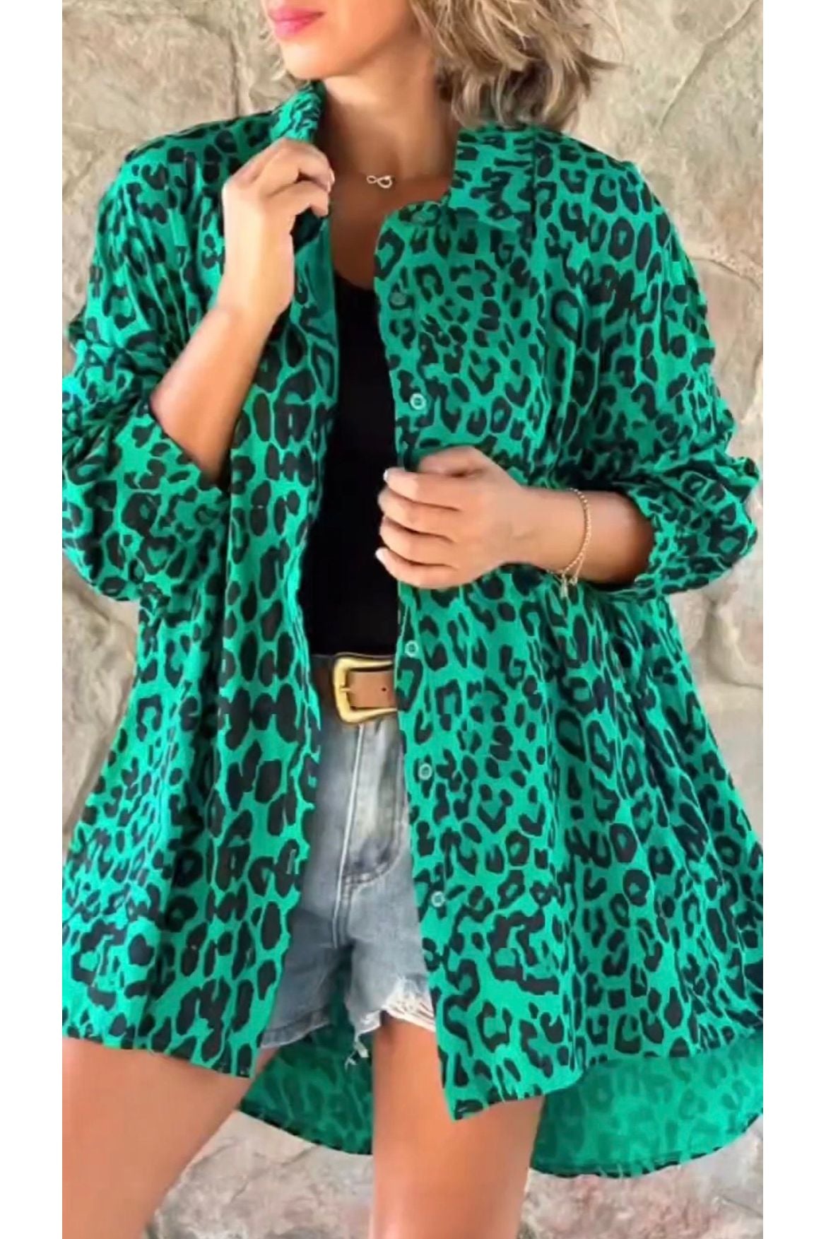 Women's Casual Leopard print Button Front Blouse