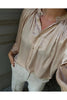 Women's Casual Solid Color Button Front Satin Blouse