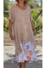 Women's Casual Floral Print Fake Two Pieces Linen Dress