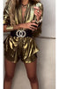 Women's shiny gold suit in smooth fabric