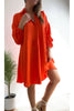 Women's Casual Solid Color V Neck Linen Shirt Dress