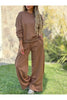 Women's Casual Solid Color Sweatshirt and Pants Set